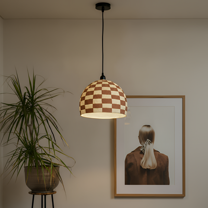 Taurus White and Terracotta Cotton Mache Pendant Lamp - Default Title - Image 1