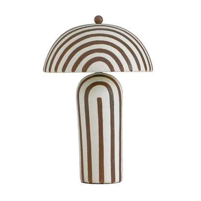 Maiori Striped Papier Mache Table Lamp - Brown Stripes - Image 1