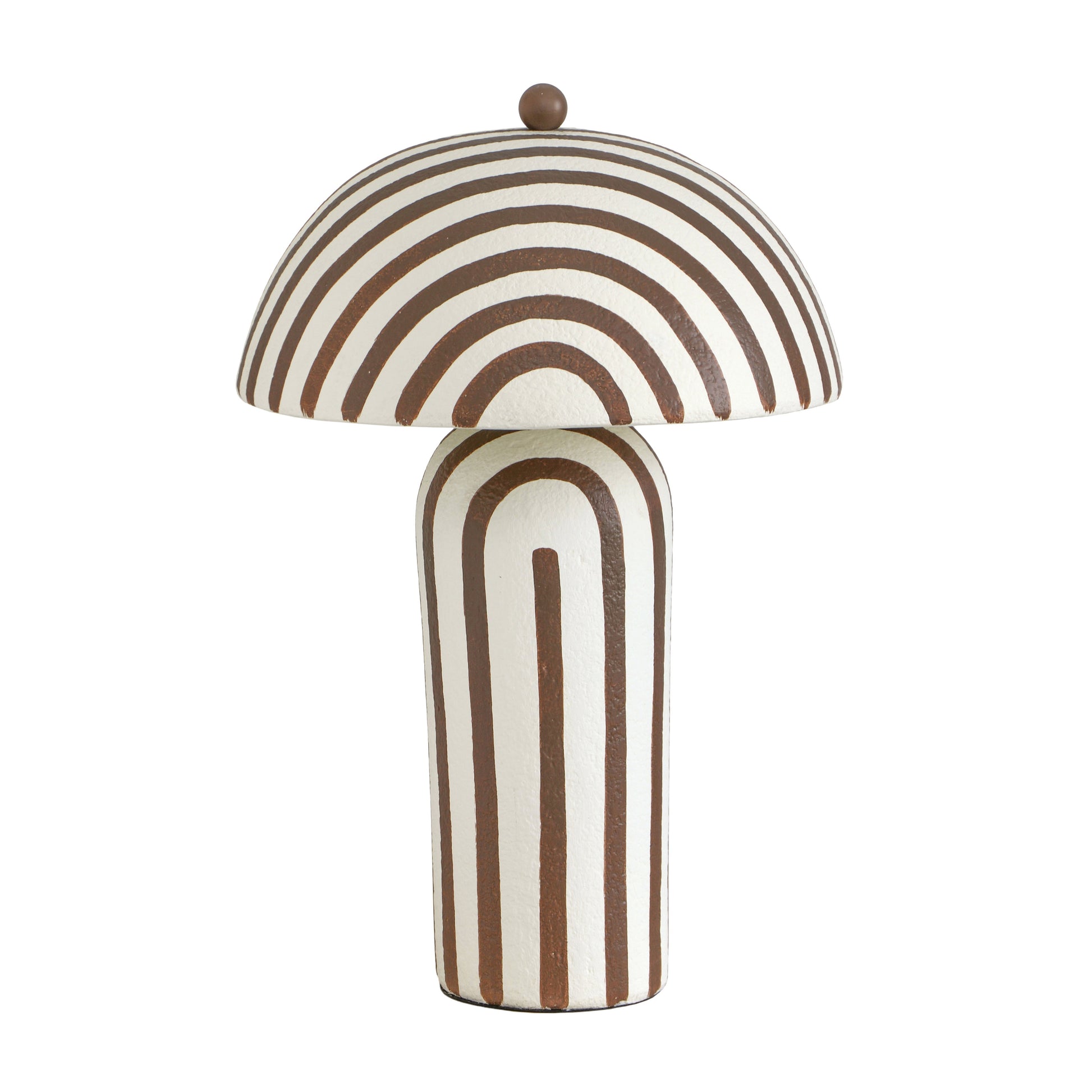 Maiori Striped Papier Mache Table Lamp - Brown Stripes - Image 3