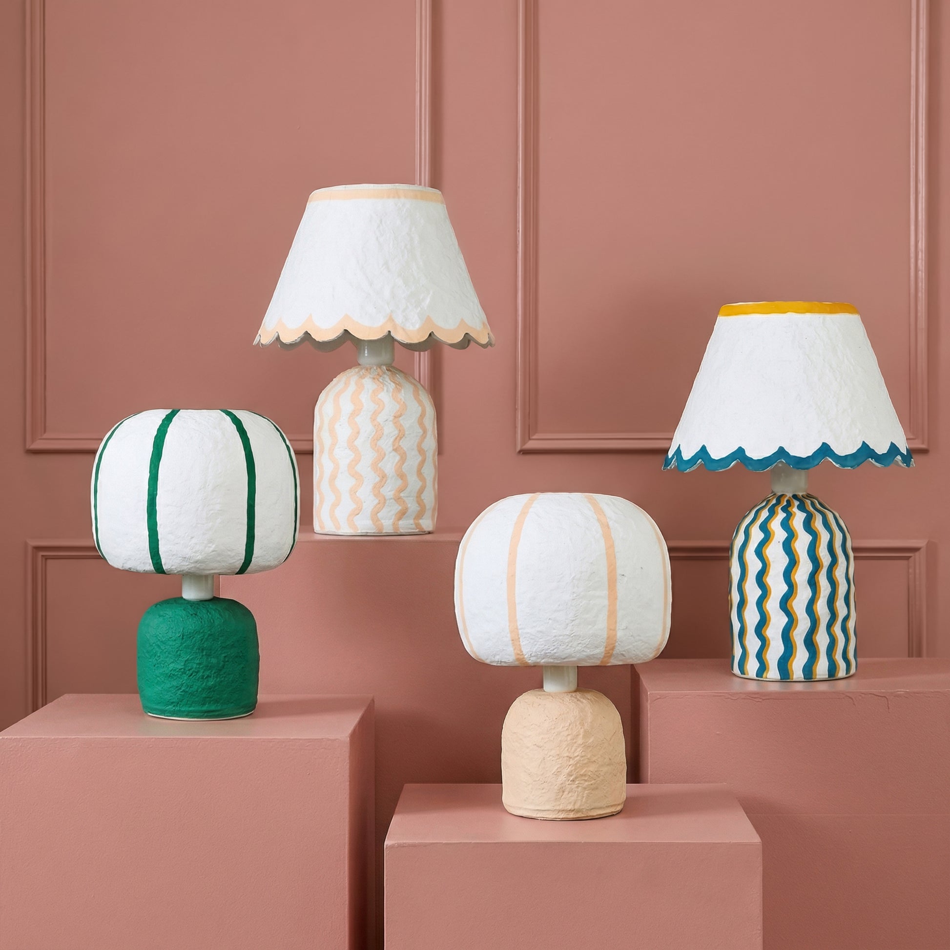 Margate Cotton Mache Table Lamp - Peach - Image 2