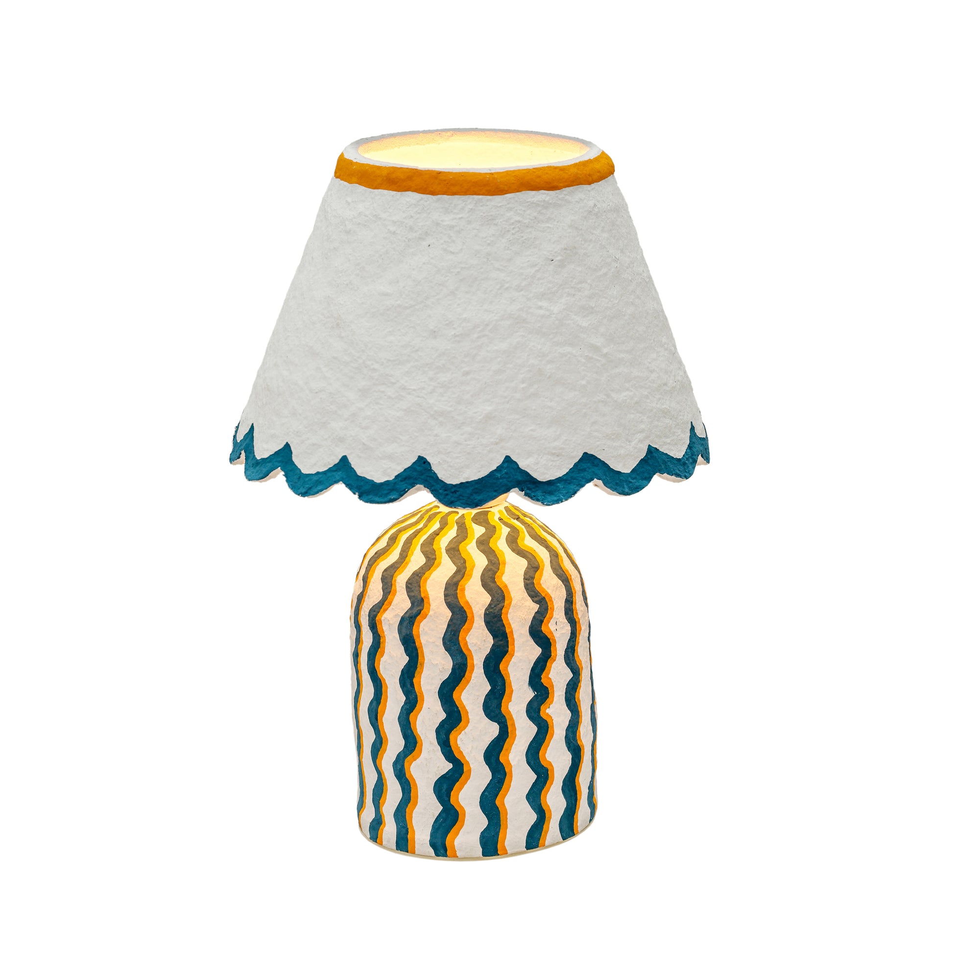 Blum Scalloped Cotton Mache Table Lamp - Blue - Image 3