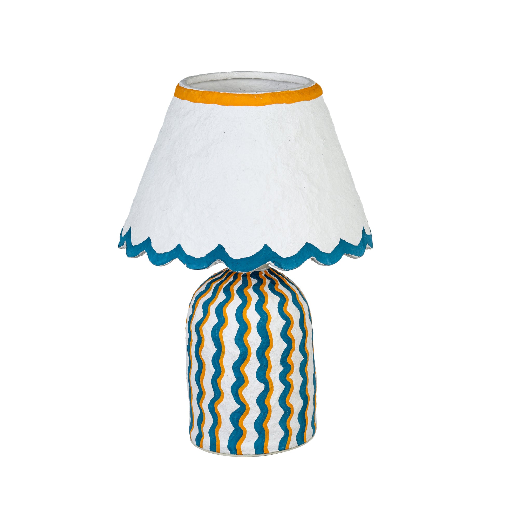 Blum Scalloped Cotton Mache Table Lamp - Blue - Image 4