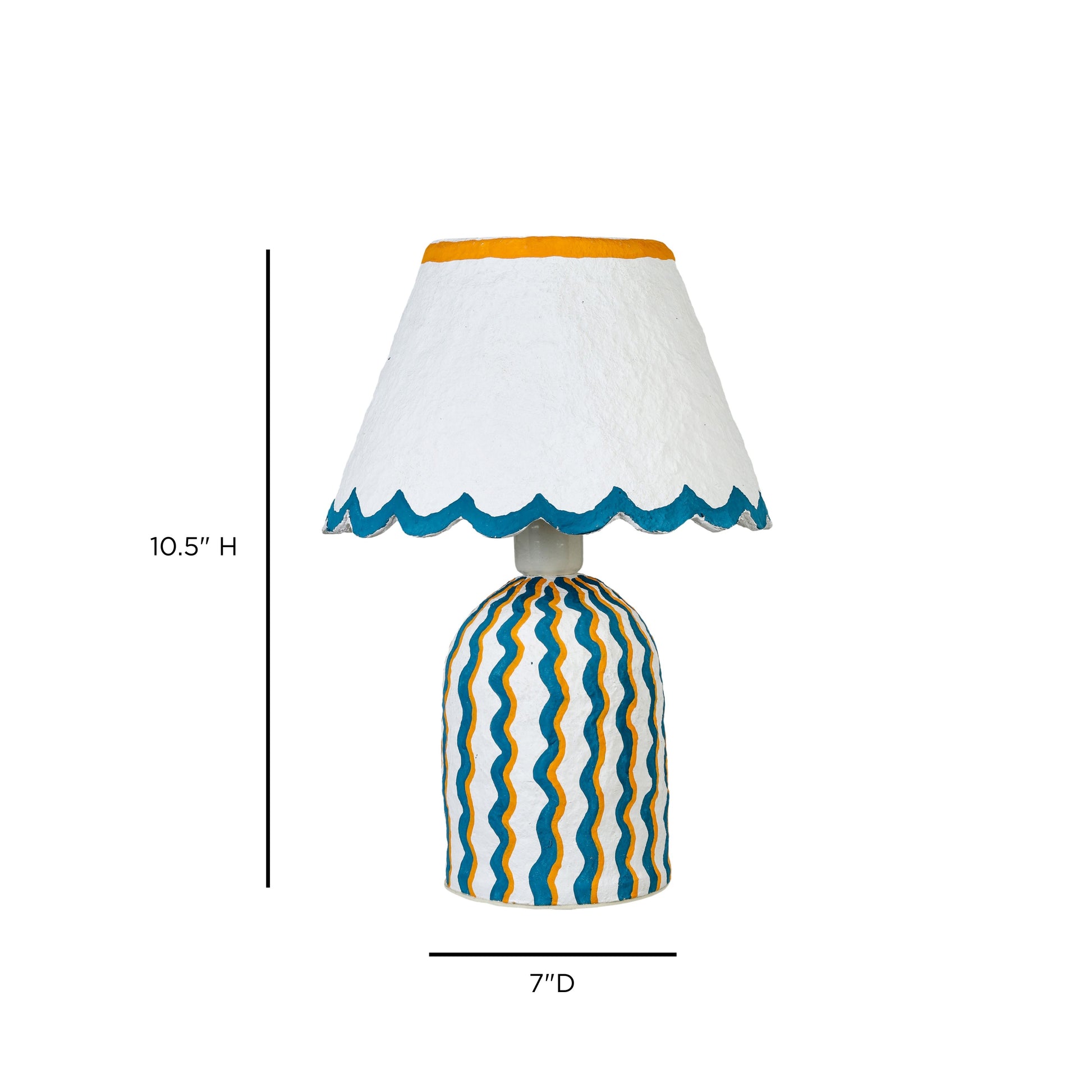 Blum Scalloped Cotton Mache Table Lamp - Blue - Image 6