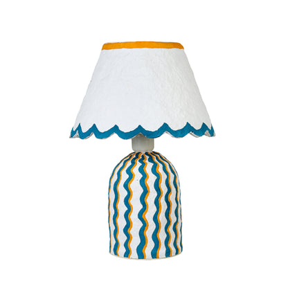 Blum Scalloped Cotton Mache Table Lamp - Blue - Image 1