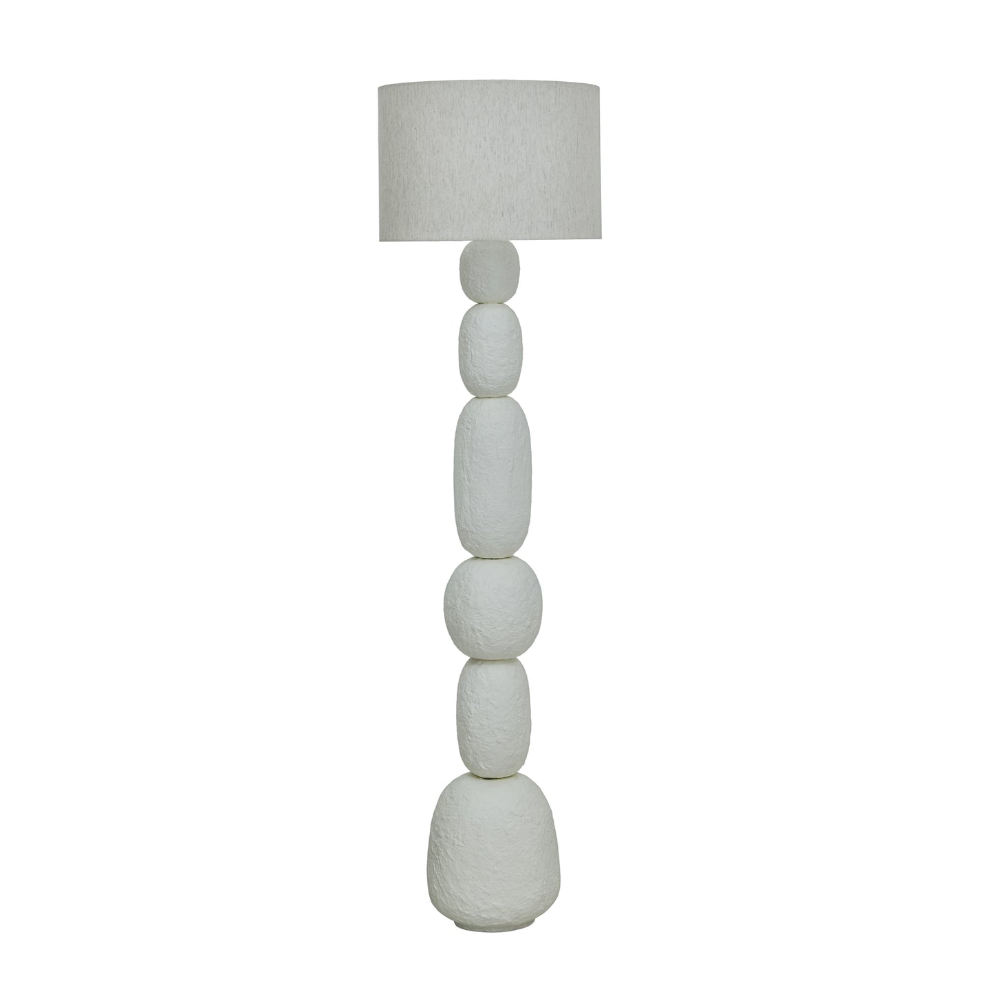 Pebble Cream Papier Mache Floor Lamp - Image 1