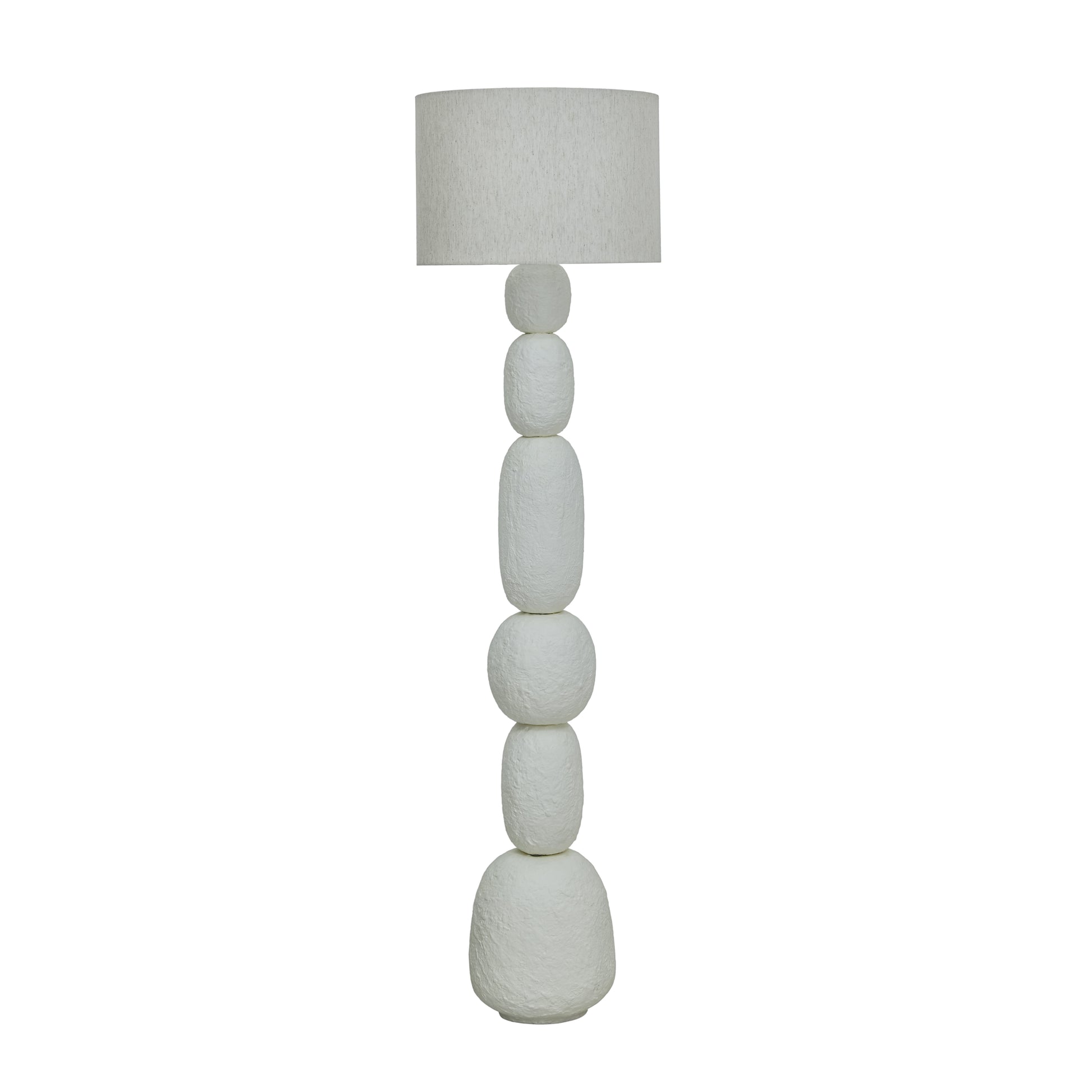 Pebble Cream Papier Mache Floor Lamp - Image 1