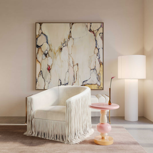 Cleopatra Cream Linen Floor Lamp - Image 2