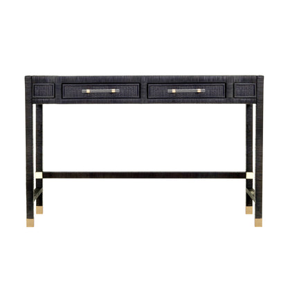 Amara 47" Woven Rattan Desk - Charcoal - Image 1