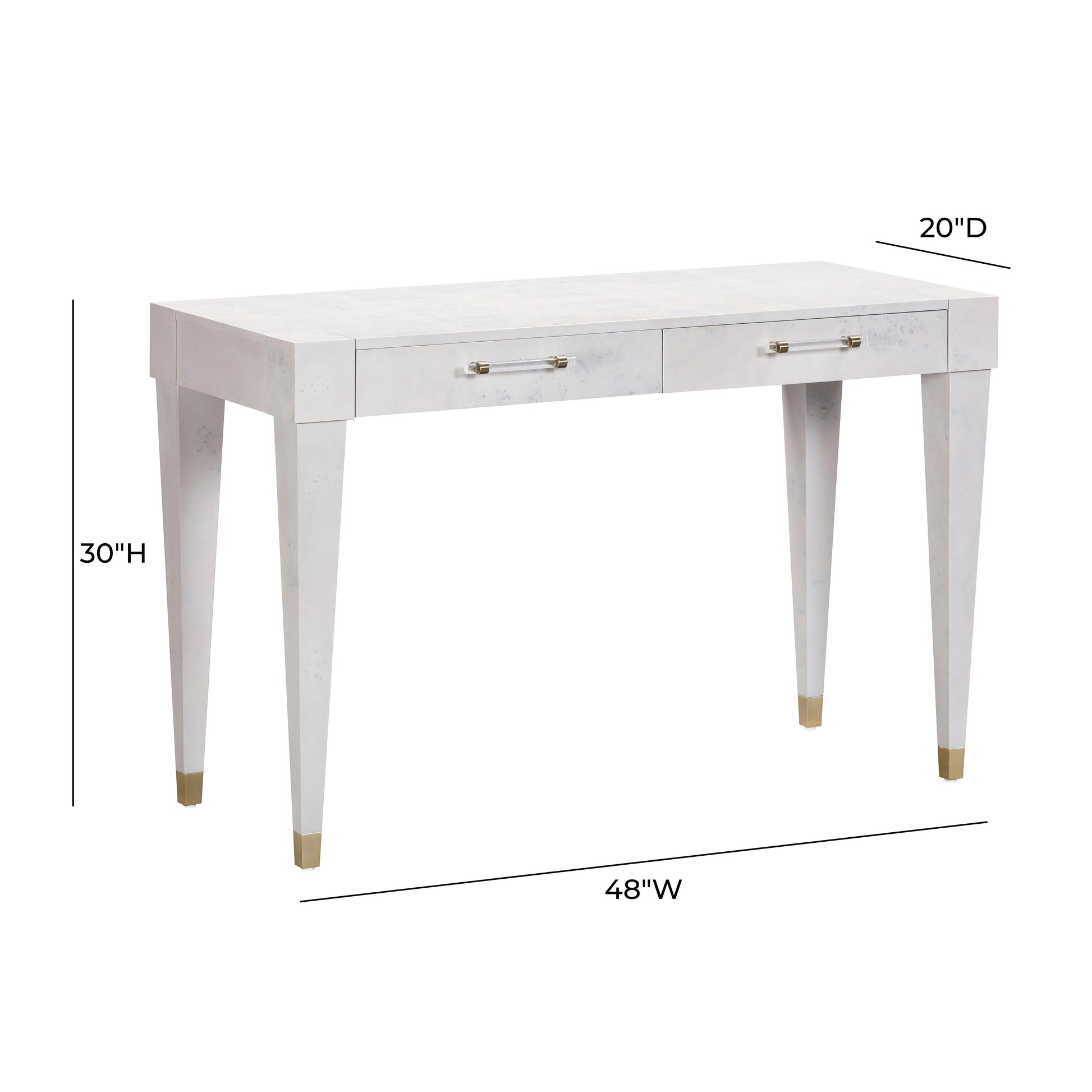 Brandyss 48" Burl 2-Drawer Work Desk - White - Image 9