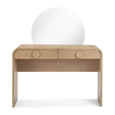 Moonrise 48 Natural Ash 2-Drawer Vanity Desk with Mirror - Image 1