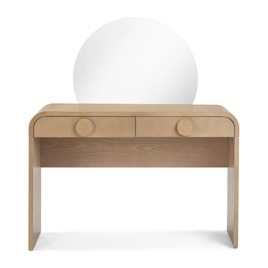 Moonrise 48 Natural Ash 2-Drawer Vanity Desk with Mirror - Image 1