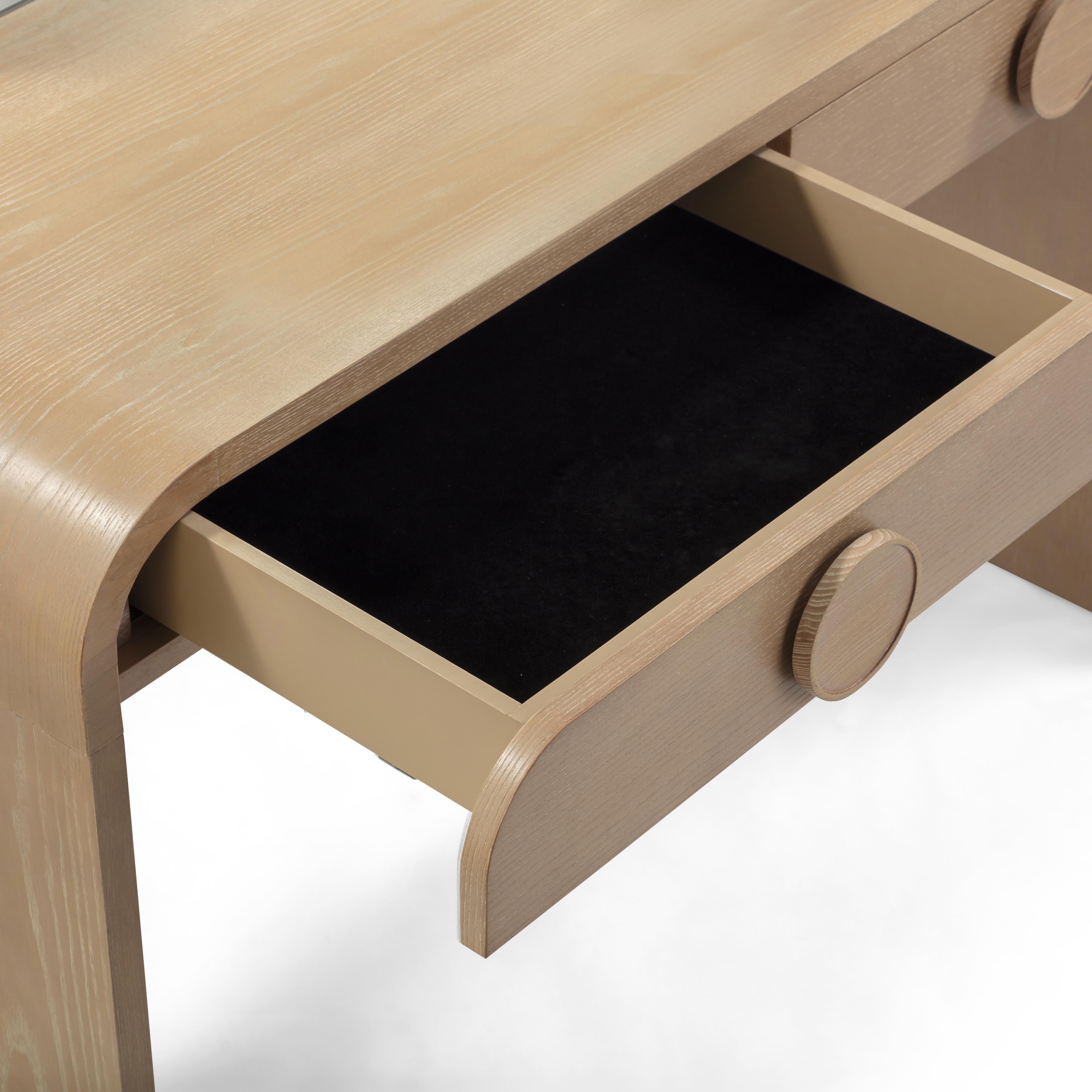 【お洒落&パワフル】トロレアイトタワー Moonrise 48 Natural Ash 2-Drawer Vanity Desk with Mirror | TOV