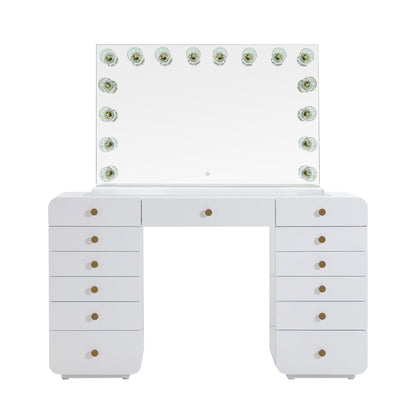 Hollywood 56" White Desk with Vanity Mirror - Large - Image 1