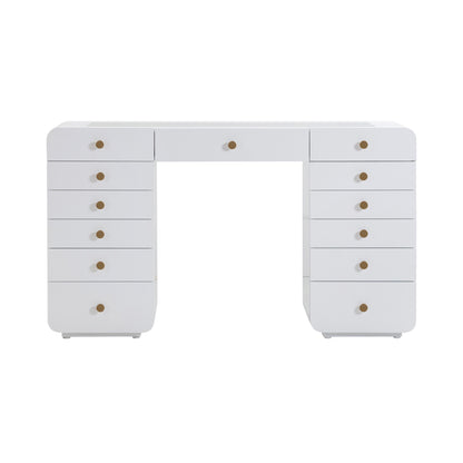 Hollywood 56" White 13-Drawer Vanity Desk - Default Title - Image 2