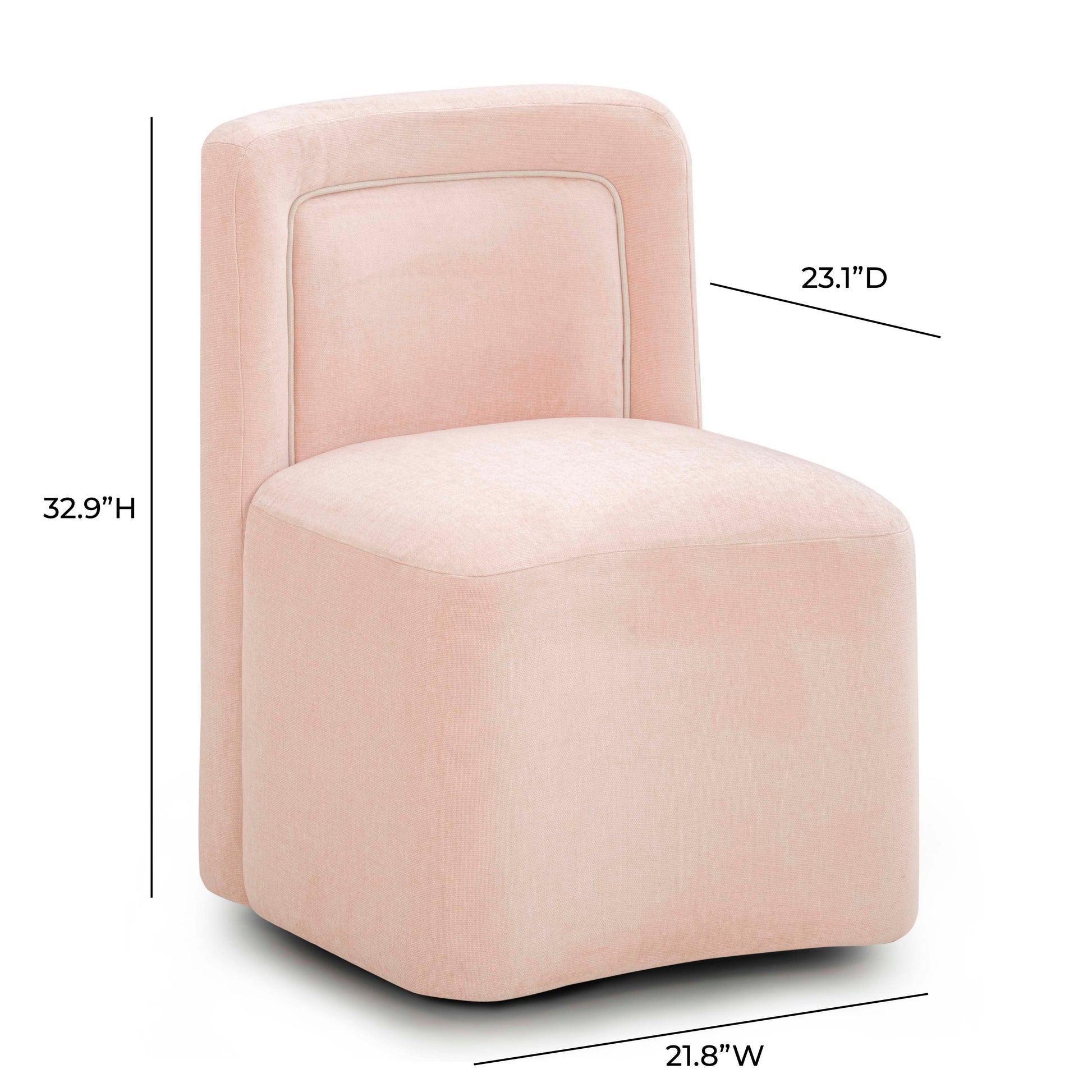 Dolce Performance Velvet Rolling Desk Chair - Pink - Image 6