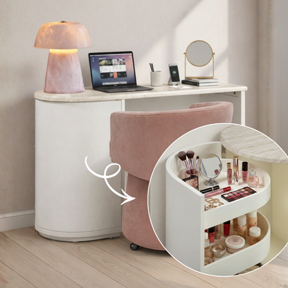 Marlene 47" Cream Faux Travertine Vanity Desk - Default Title - Image 1