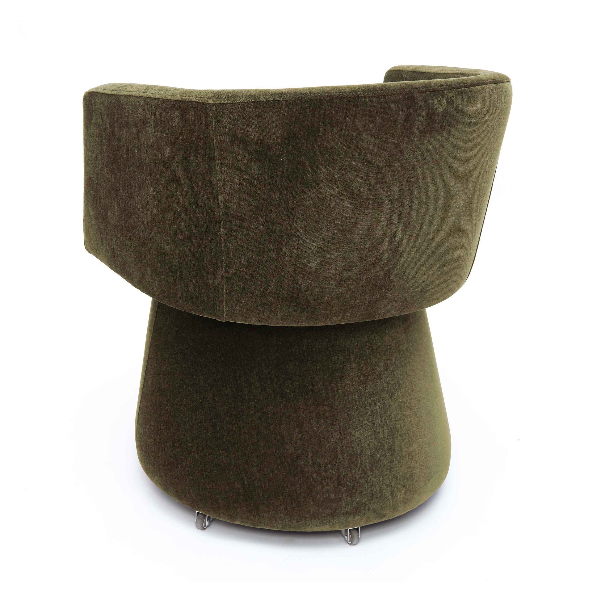 Kristen Upcycled Contract-Grade Chenille Rolling Desk Chair - Olive Green - Image 4