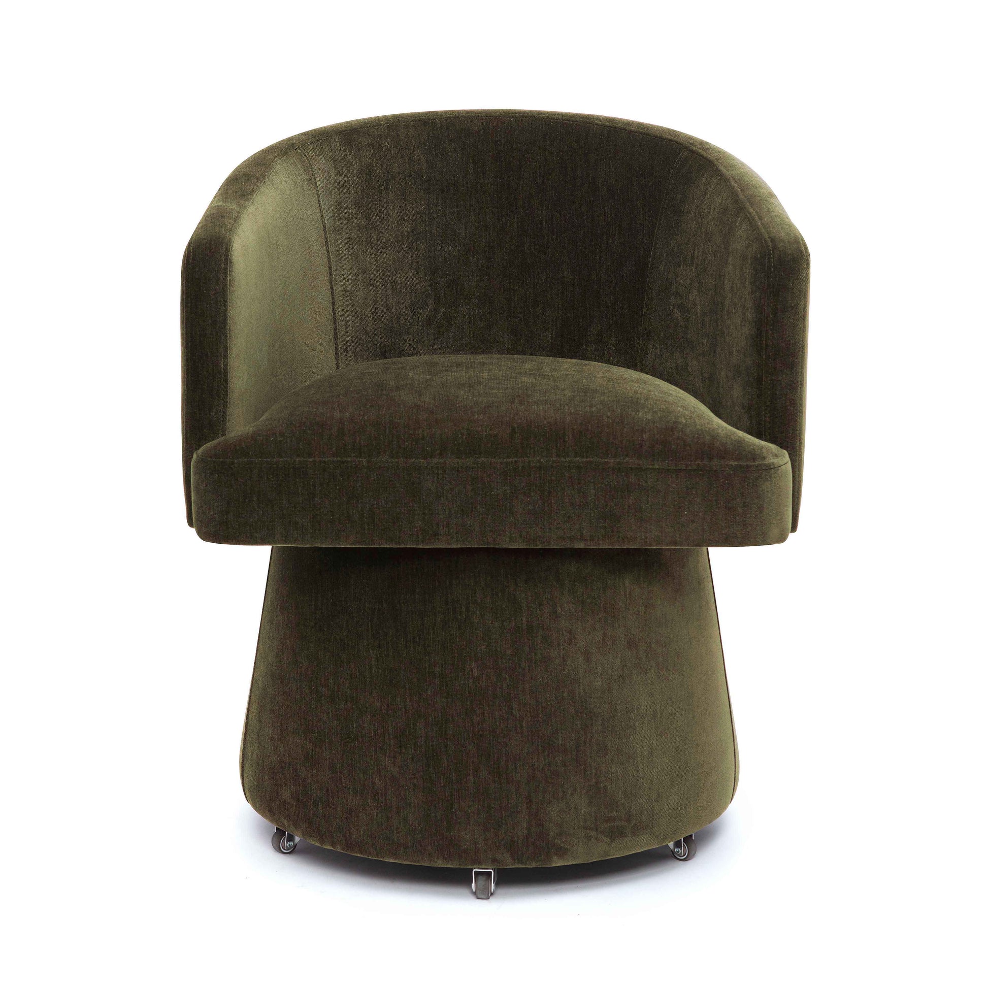 Kristen Upcycled Contract-Grade Chenille Rolling Desk Chair - Olive Green - Image 1