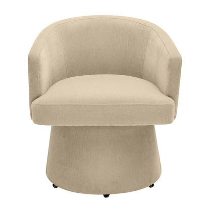 Kristen Upcycled Contract-Grade Chenille Rolling Desk Chair - Taupe - Image 1