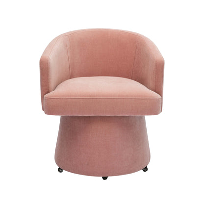 Kristen Upcycled Contract-Grade Chenille Rolling Desk Chair - Pink - Image 1