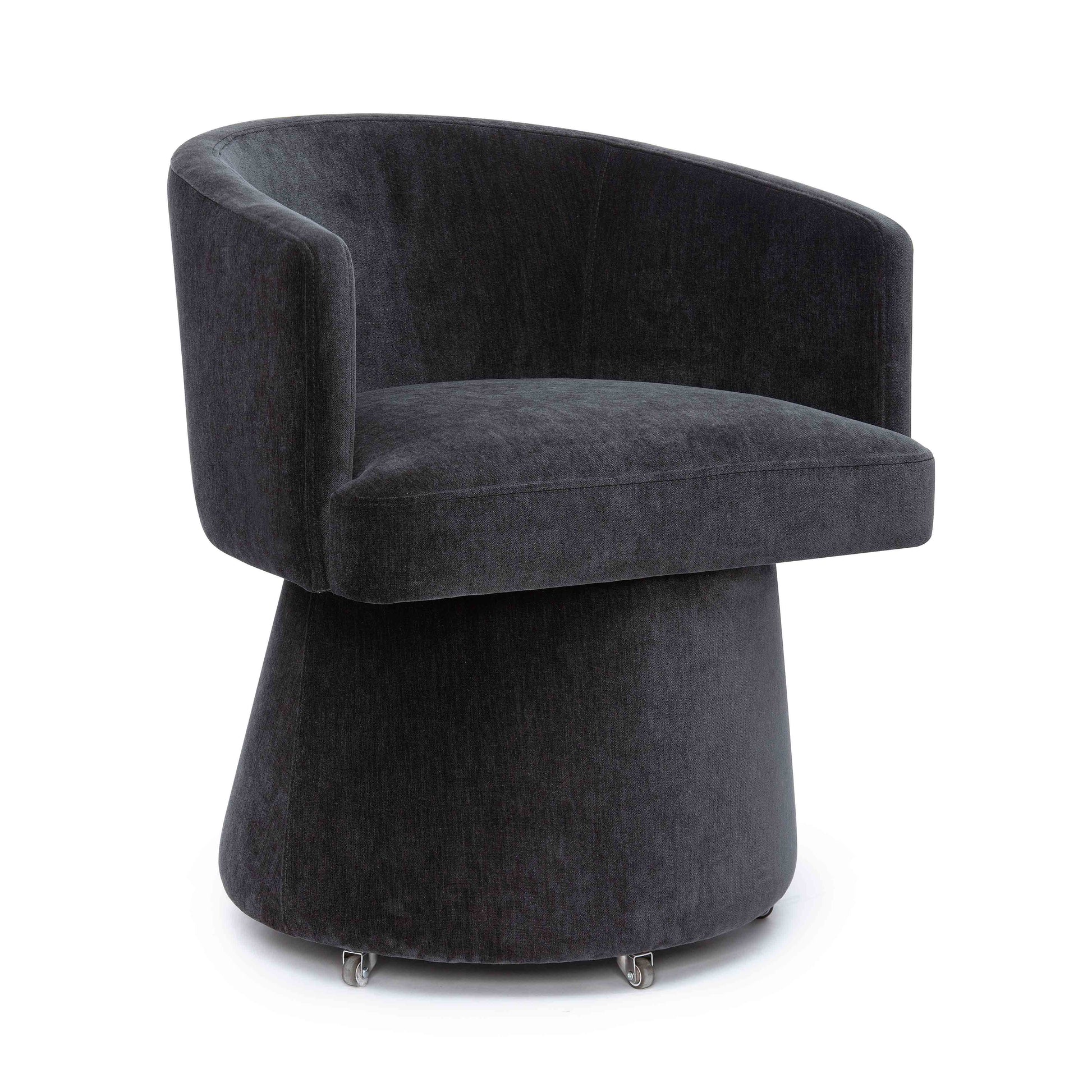 Kristen Upcycled Contract-Grade Chenille Rolling Desk Chair - Black - Image 2