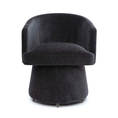 Kristen Upcycled Contract-Grade Chenille Rolling Desk Chair - Black - Image 1