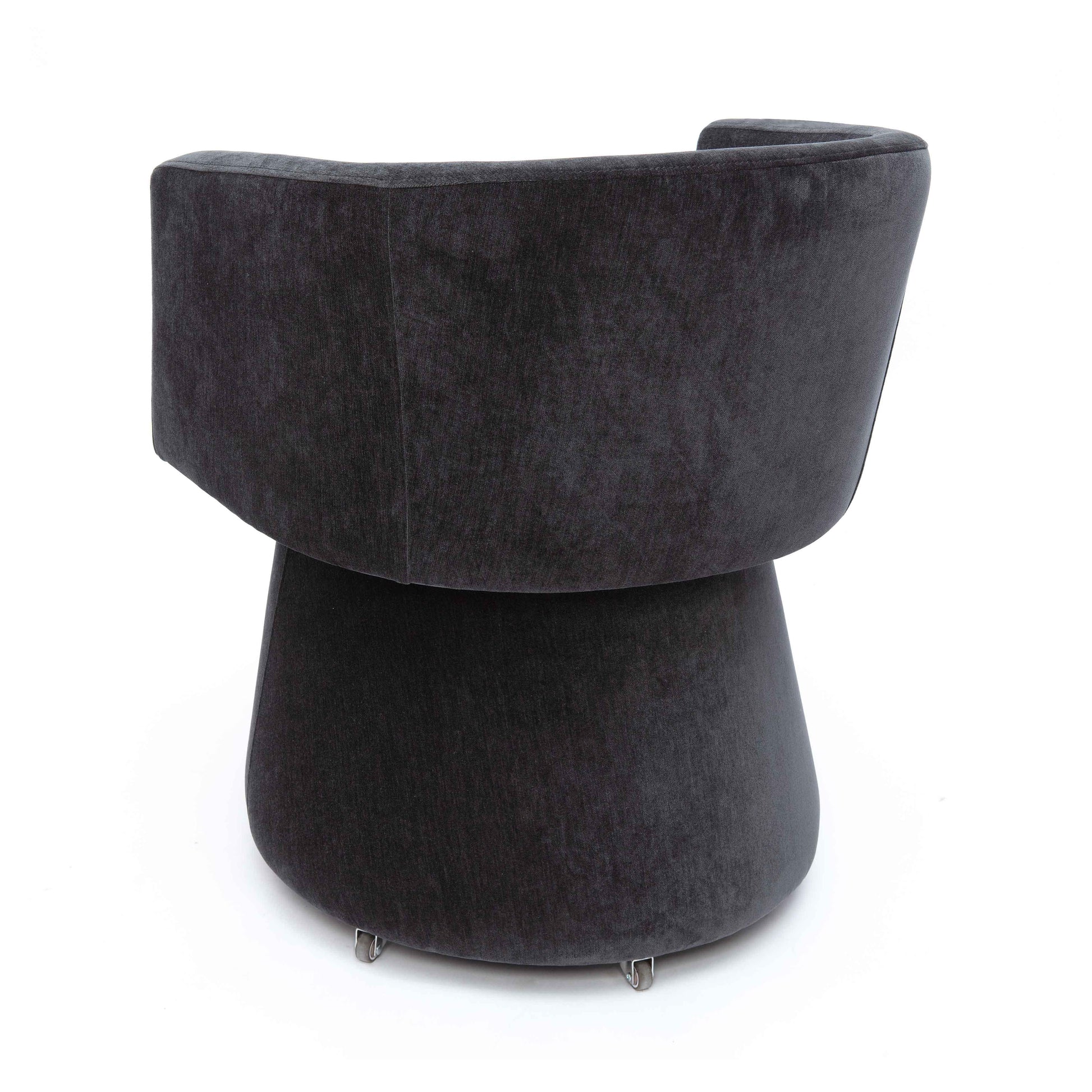 Kristen Upcycled Contract-Grade Chenille Rolling Desk Chair - Black - Image 4