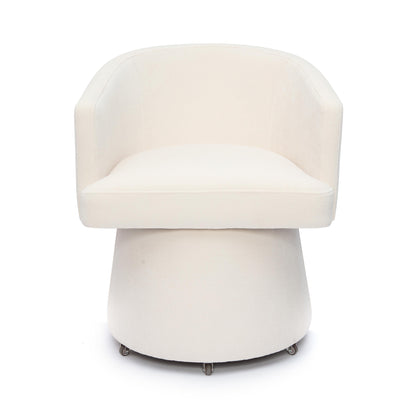 Kristen Upcycled Contract-Grade Chenille Rolling Desk Chair - Cream - Image 1