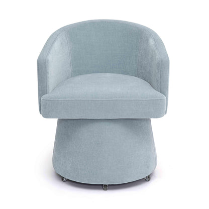 Kristen Upcycled Contract-Grade Chenille Rolling Desk Chair - Faded Blue - Image 1