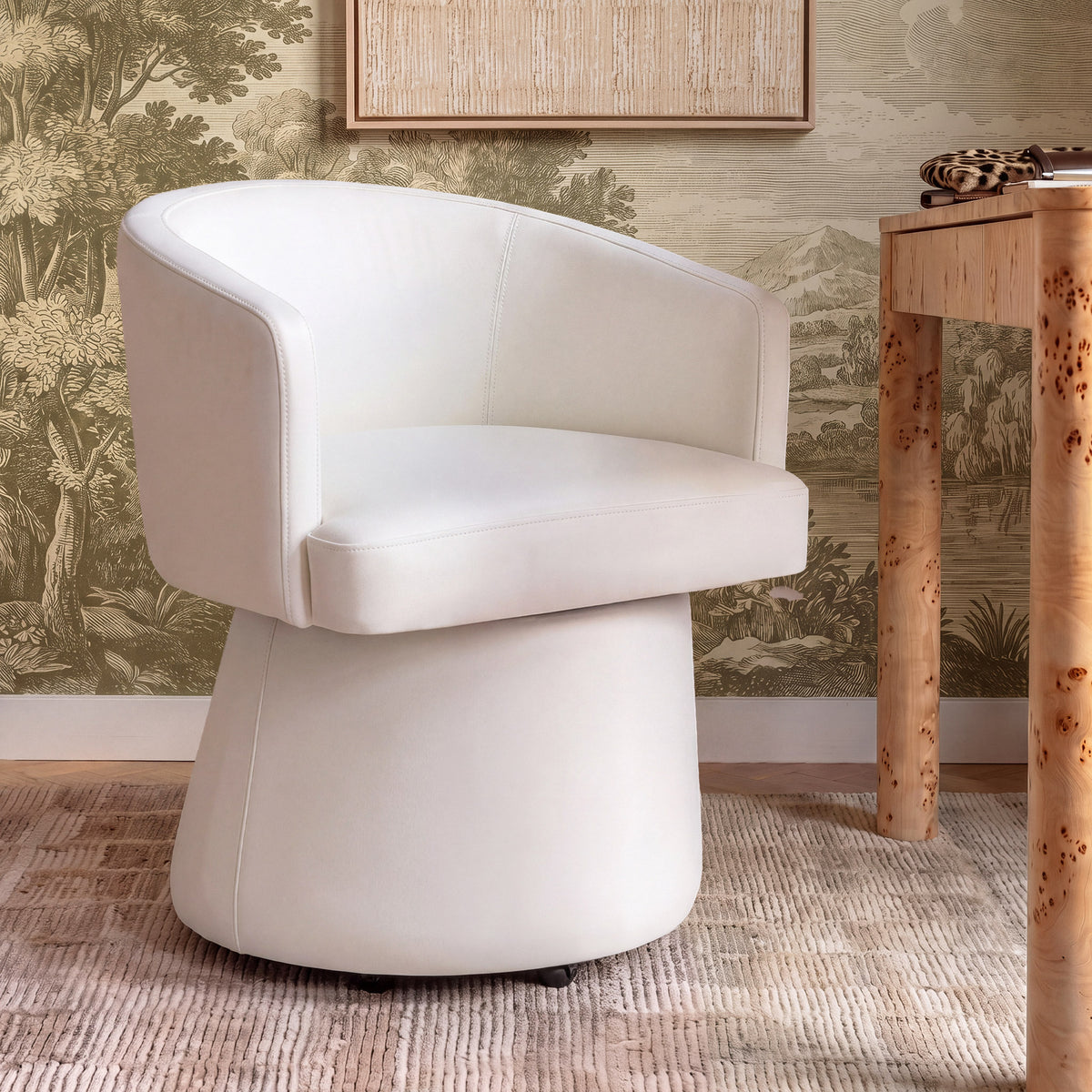 Kristen Rolling Desk Chair - Off-White - Image 2