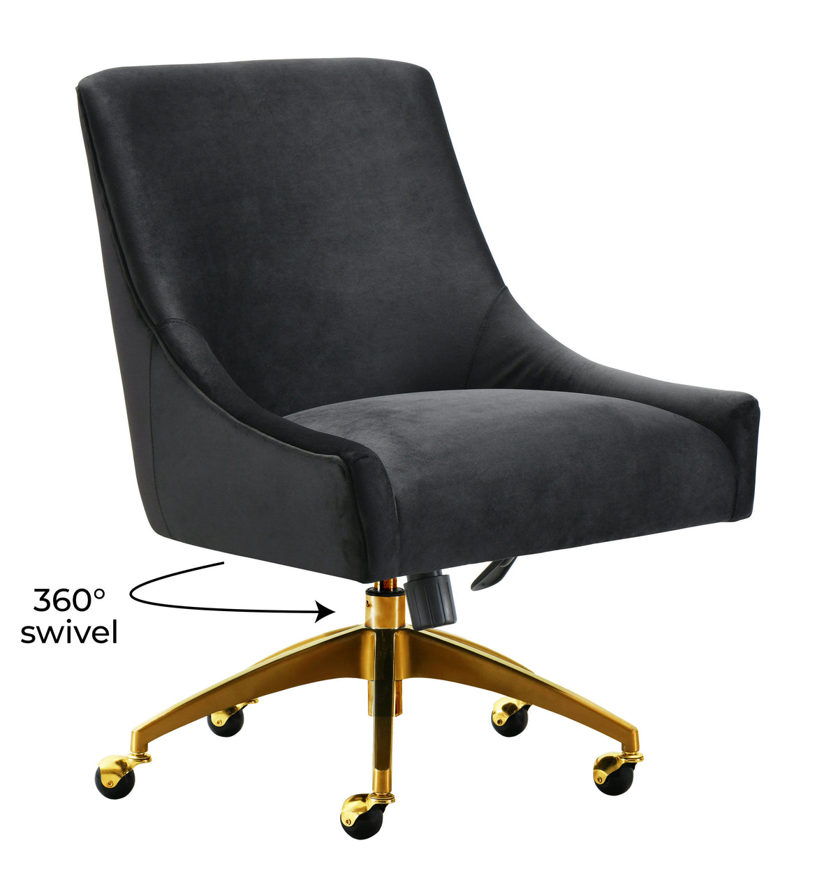 Beatrix Performance Velvet Office Swivel Chair - Black - Image 6