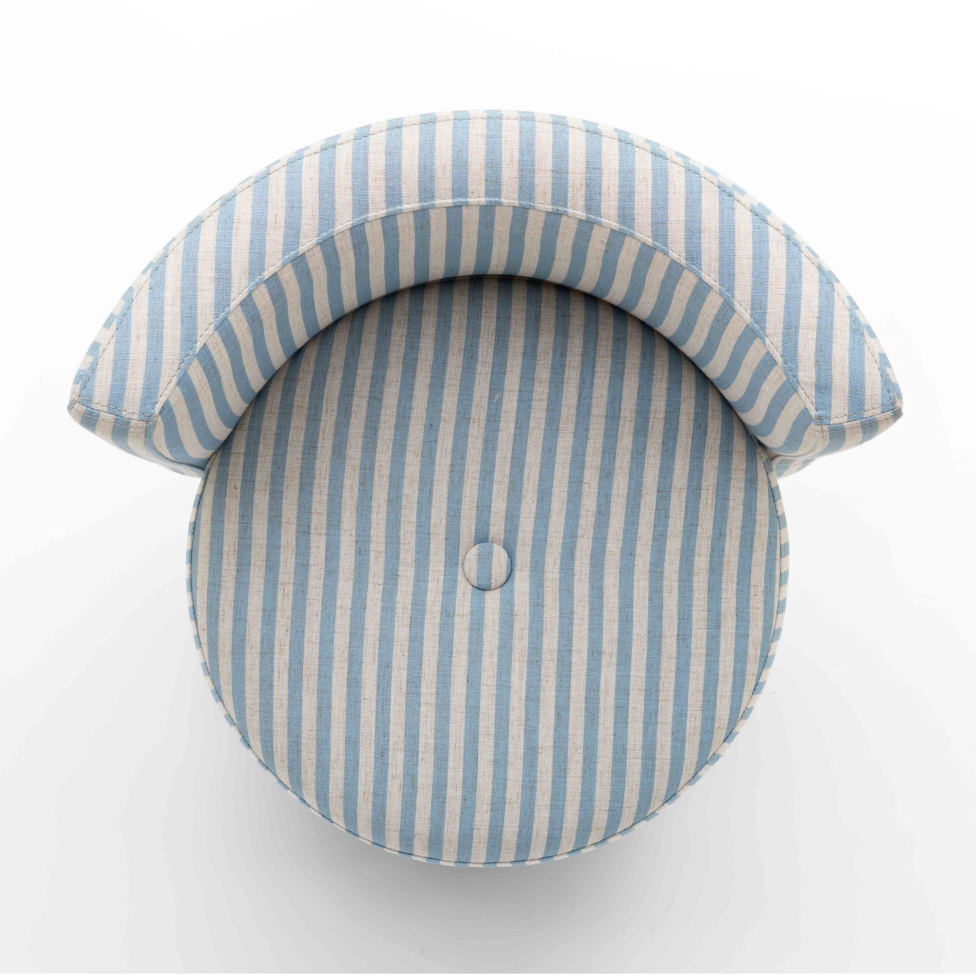 Alyssa Striped Performance Linen Rolling Desk Chair - Blue - Image 5