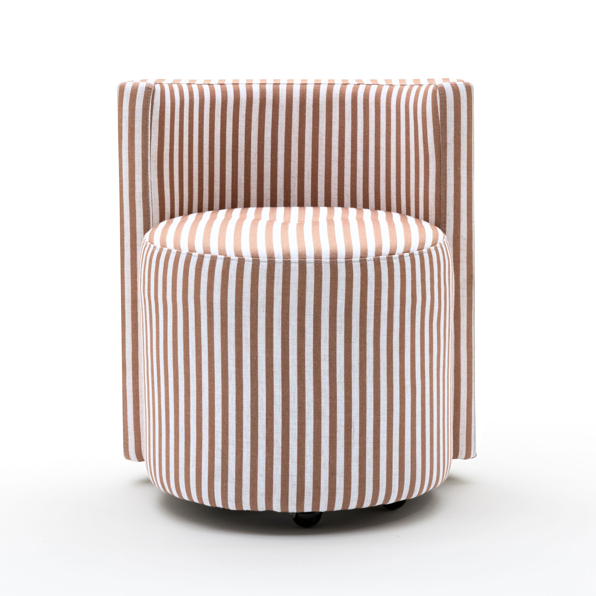 Alyssa Striped Performance Linen Rolling Desk Chair - Brown - Image 3