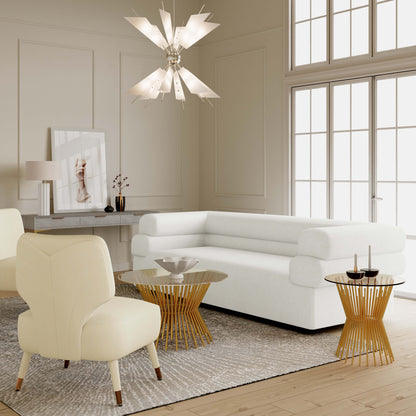 Elsa 98" Performance Fabric Sofa by Inspire Me! Home Decor - Cream - Image 1