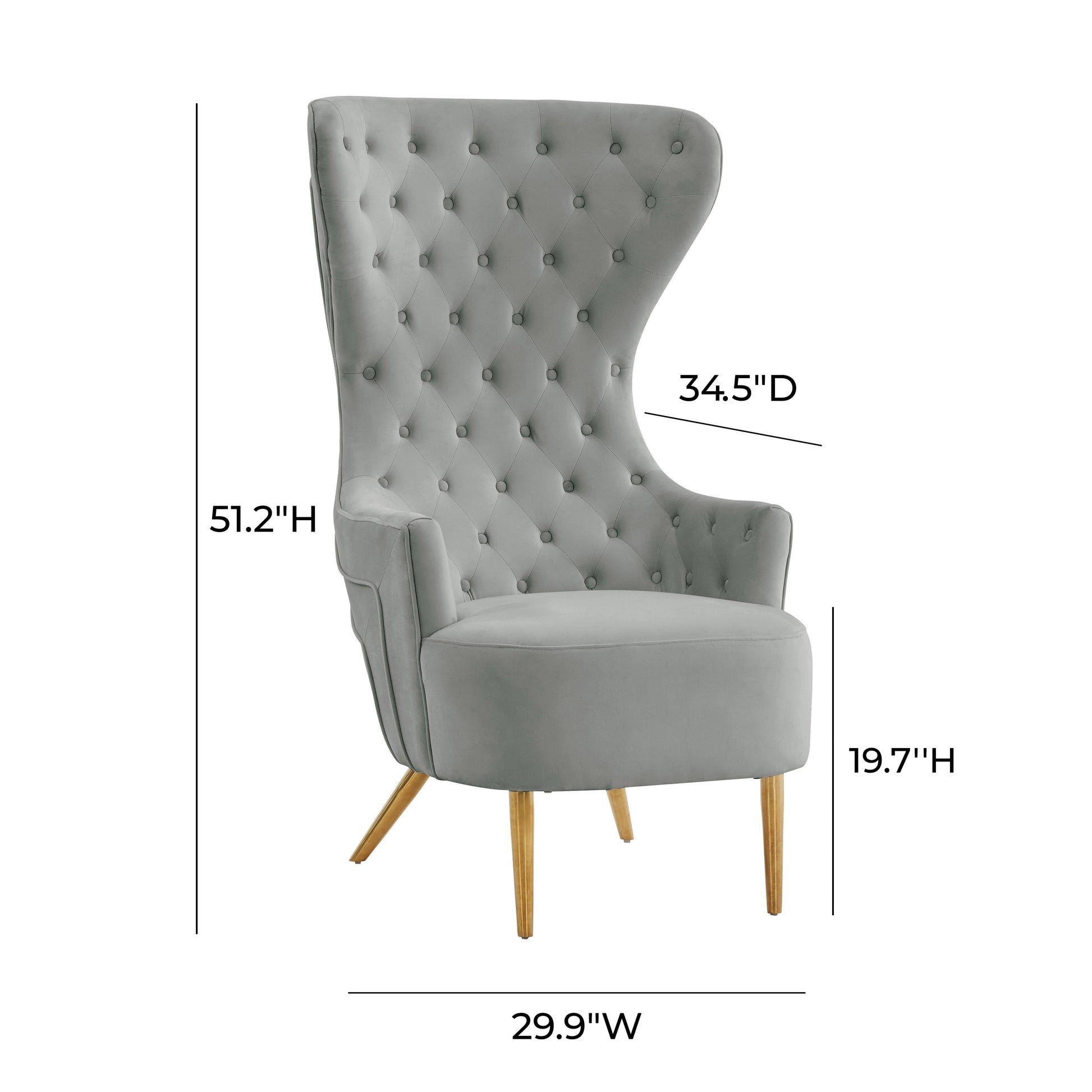 Jezebel Performance Velvet Wingback Accent Chair - Grey - Image 6