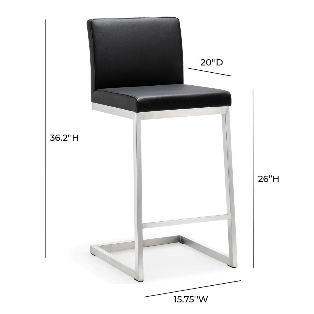 Parma Performance Vegan Leather Counter Stool - Set of 2 - Black - Image 8