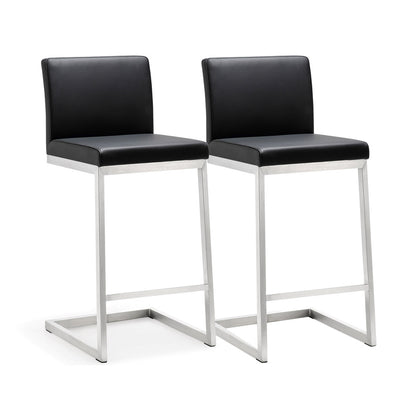 Parma Performance Vegan Leather Counter Stool - Set of 2 - Black - Image 1