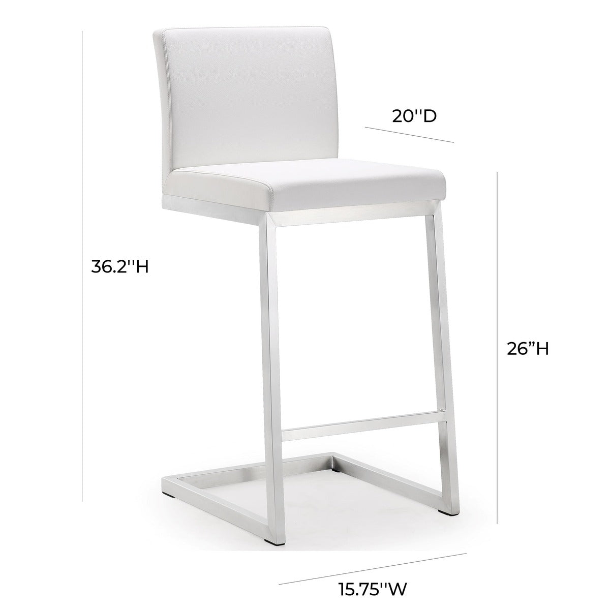 Parma Performance Vegan Leather Counter Stool - Set of 2 - White - Image 8