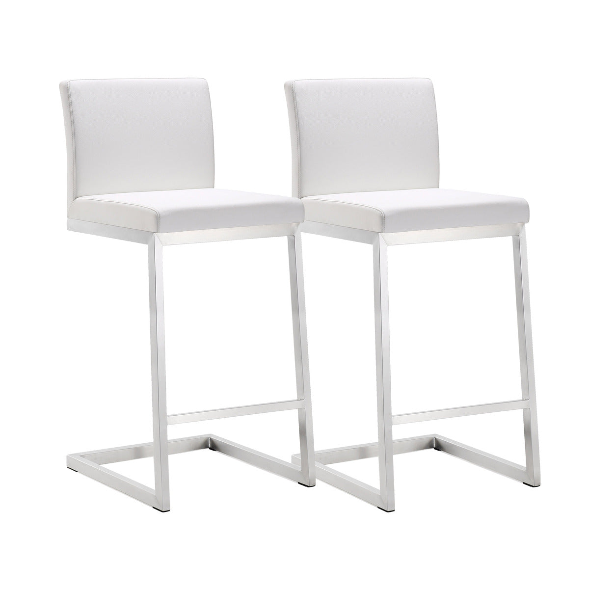 Parma Performance Vegan Leather Counter Stool - Set of 2 - White - Image 1