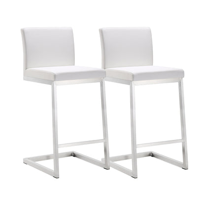 Parma Performance Vegan Leather Counter Stool - Set of 2 - White - Image 1