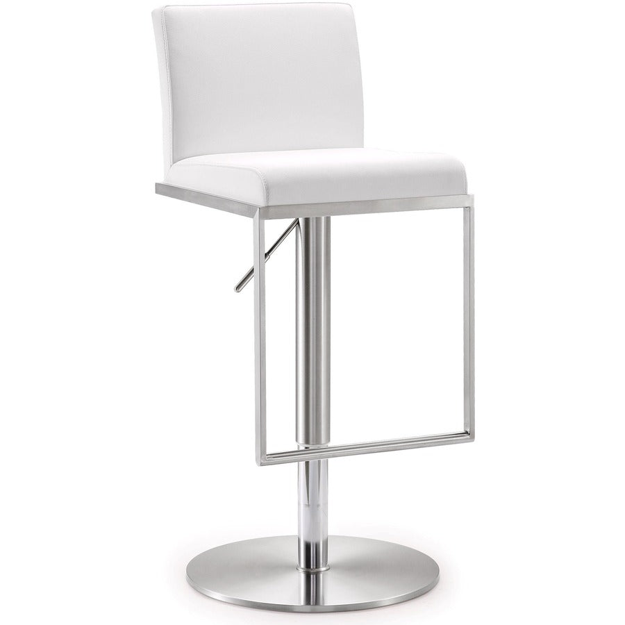 Amalfi Performance Vegan Leather Adjustable Stool - White - Image 1