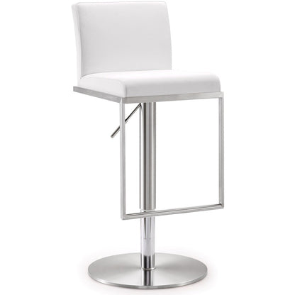Amalfi Performance Vegan Leather Adjustable Stool - White - Image 1
