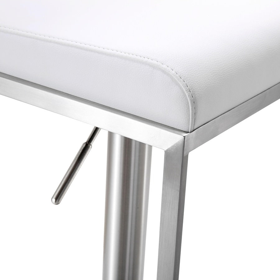 Amalfi Performance Vegan Leather Adjustable Stool - White - Image 6
