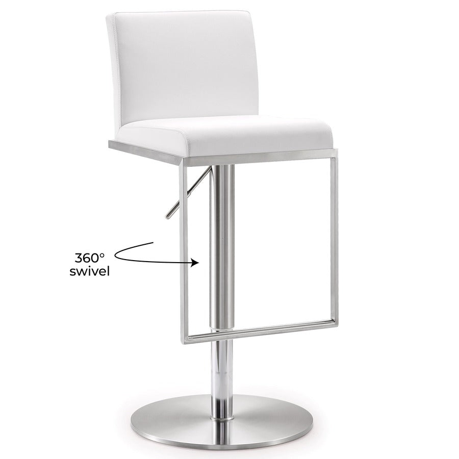 Amalfi Performance Vegan Leather Adjustable Stool - White - Image 8