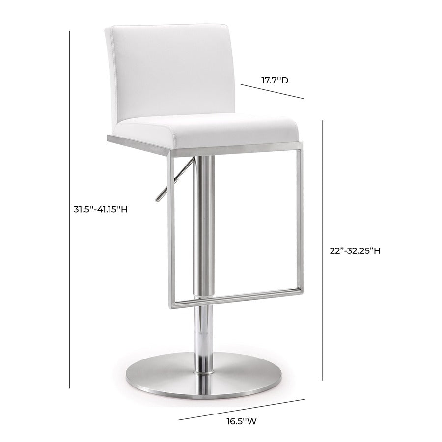 Amalfi Performance Vegan Leather Adjustable Stool - White - Image 9