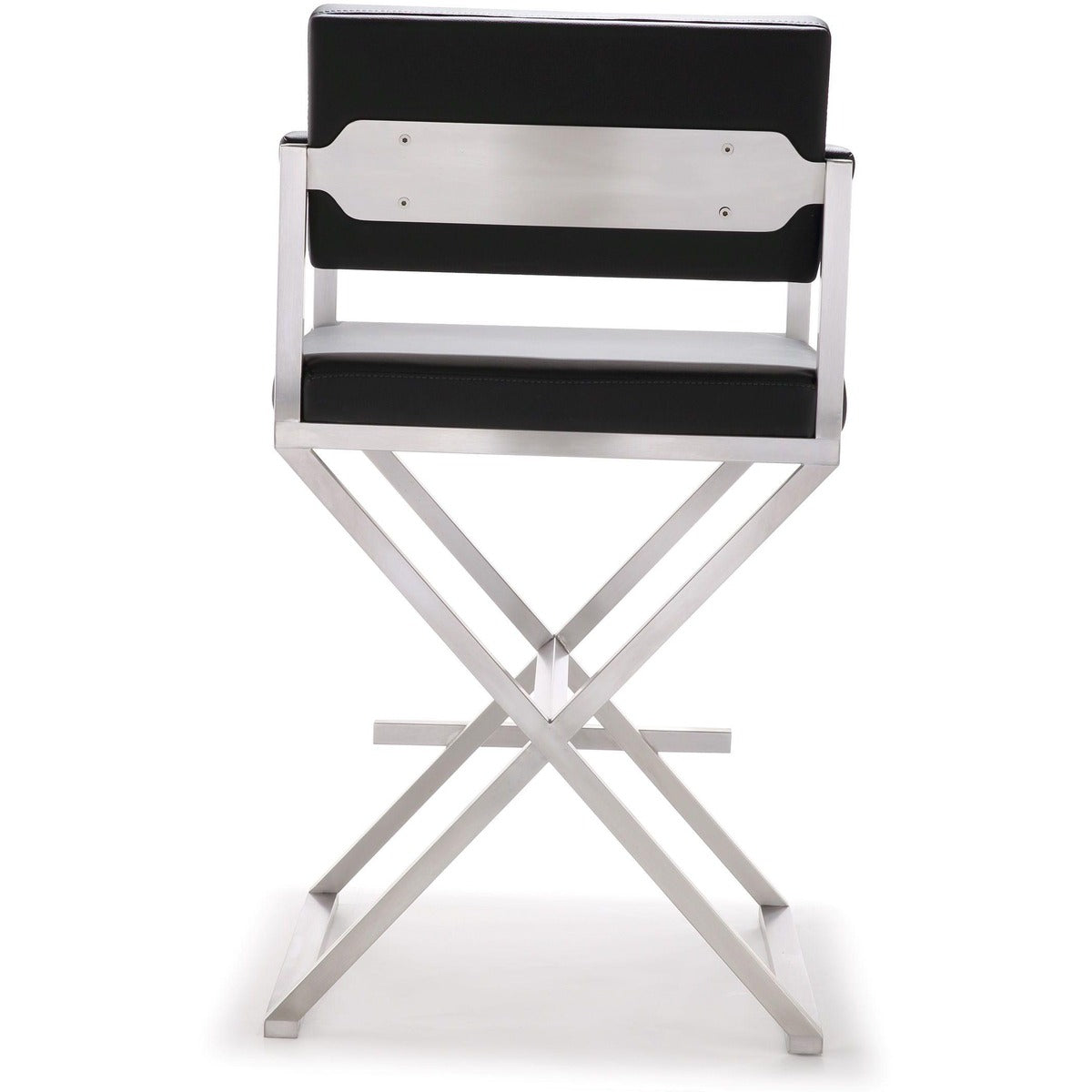 Director Performance Vegan Leather Stool with Silver Base - Black / Counter Height - Image 5