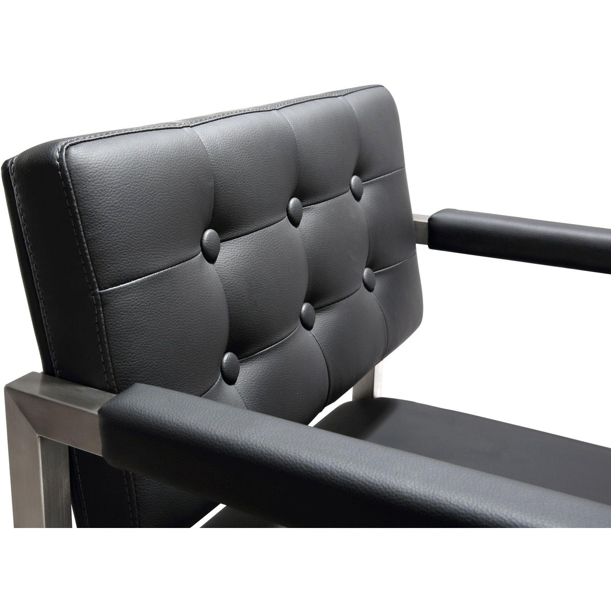 Director Performance Vegan Leather Stool with Silver Base - Black / Counter Height - Image 6