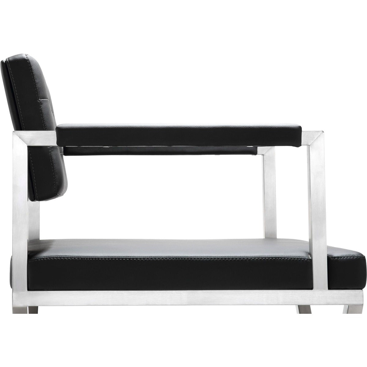 Director Performance Vegan Leather Stool with Silver Base - Black / Counter Height - Image 7