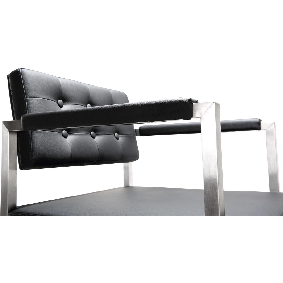 Director Performance Vegan Leather Stool with Silver Base - Black / Counter Height - Image 8