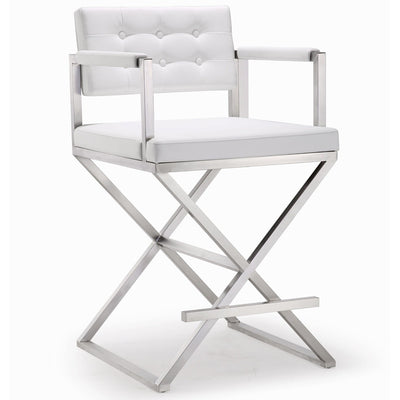 Director Performance Vegan Leather Stool with Silver Base - Image 1